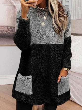 Casual Color Block Loose Crew Neck Sweatshirt