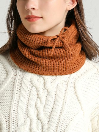 Women Warmth Faux Fur Neck Gaiter Knitted Hat