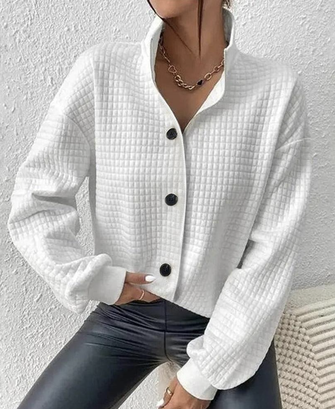 Plain Knitted Fabric Casual Blouse