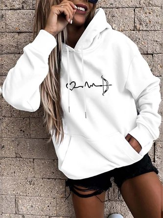 Casual Loose Heart/Cordate Hoodie Sweatshirt