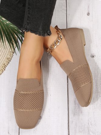 Women Hollow Out Comfy Square Toe Mesh Fabric Shoes