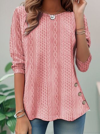 Women Plain Crew Neck Casual Long Sleeve T-shirt