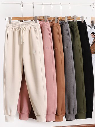 Loose Plain Casual Thickened Pants