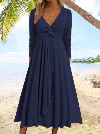 Casual Regular Fit Cross Plain Dress
