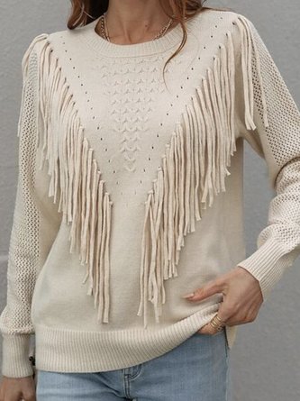 Yarn/Wool Yarn Boho Crew Neck Sweater