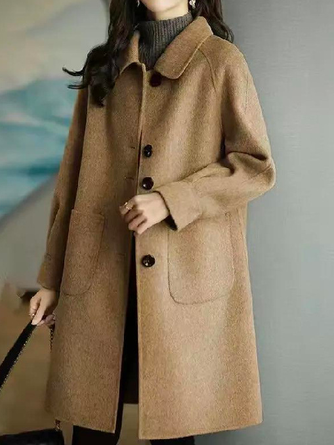 Geometric Casual Linen Shirt Collar Coat