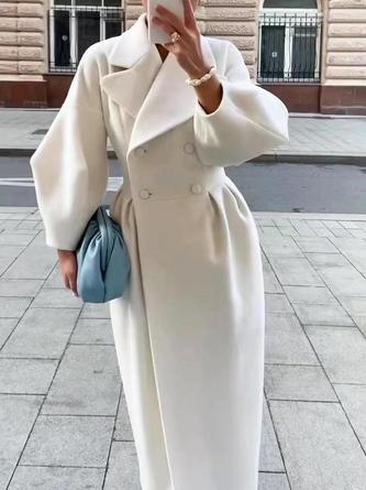 Casual Lapel Collar Plain Woolen Coat