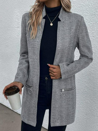 Casual Others Zipper Tweed Jacket