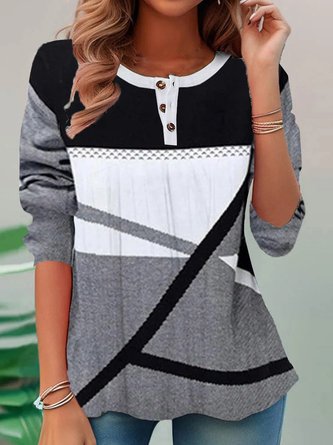 Plus Size Buckle Loose Casual Jersey T-Shirt