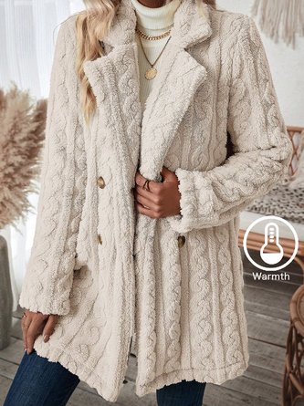 Plain Fluff/Granular Fleece Fabric Casual Teddy Jacket