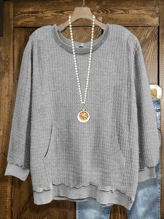 Women's Simple Loose Crew Neck Plain Sweatshirt