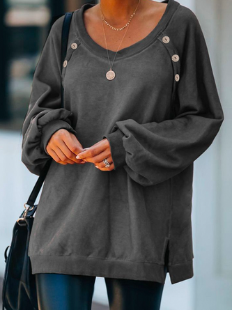 Women’s Simple Crew Neck Loose Plain Sweatshirt