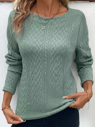 Women Plain Crew Neck Casual Long Sleeve T-shirt
