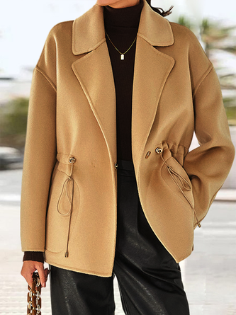 Womens’ Casual Plain Loose Lapel Collar Coat