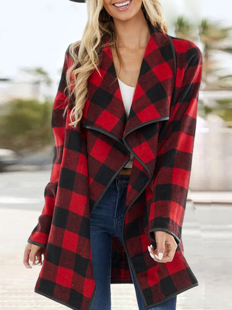 Women’s Casual Plaid Shawl Collar Loose Coat