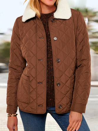 Women's Casual Color Block Shawl Collar Coat
