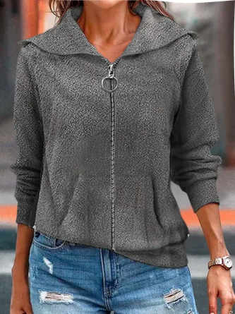 Women’s Plain Casual Teddy Jacket