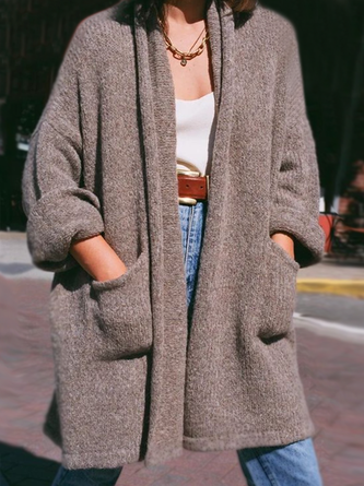 Women’s Wrap Casual Wool Knitting Plain Cardigan