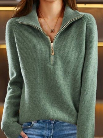 Yarn/Wool Yarn V Neck Casual Sweater