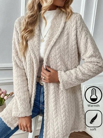 Loose Casual Plain Shawl Collar Coat