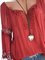 Women V Neck Casual Long Sleeve Cutout Paneled Lace Blouses