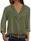 Solid Color V-neck Long-sleeved Blouse