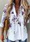 Shirt Collar Casual 3/4 Sleeve Floral Shirts & Tops