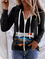 Landscape Painting Cotton Blends Hooded Jacket