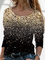 New long sleeve round neck geometric gradient shiny print Christmas top T-shirt for women