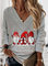 Christmas V Neck Cotton Blends Loosen Sweatshirt