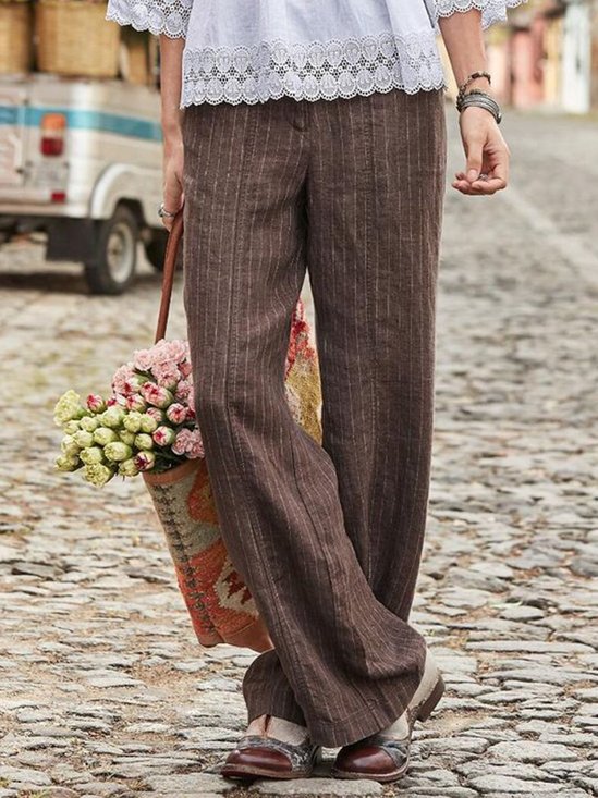 Cotton-Blend Striped Pants