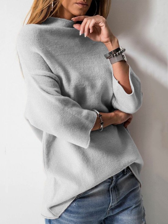 Bateau/boat Neck Casual Long Sleeve Cotton Blouse & Shirt