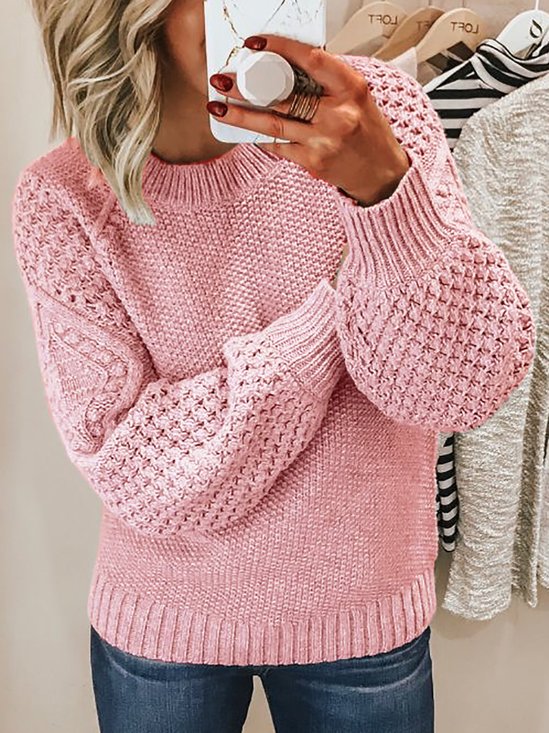 Crew Neck Knitted Sweater Pullover