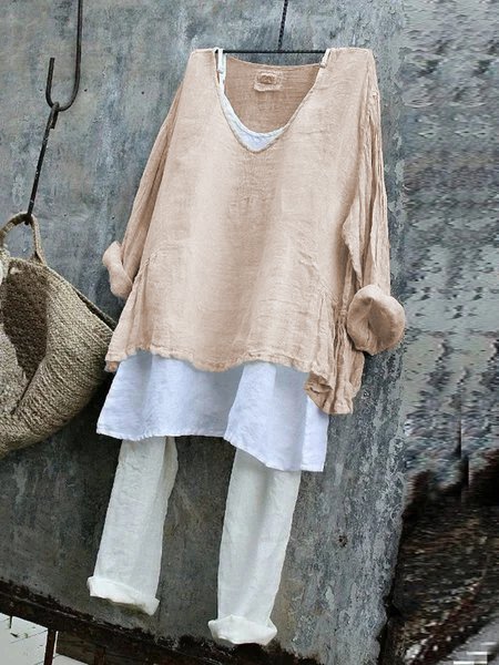 Women V Neck Long Sleeve Blouse