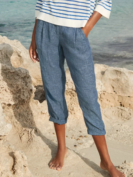 Women's Chinos Pants Trousers Cotton Pocket High Cut High Waist Long Ankle-Length Pants