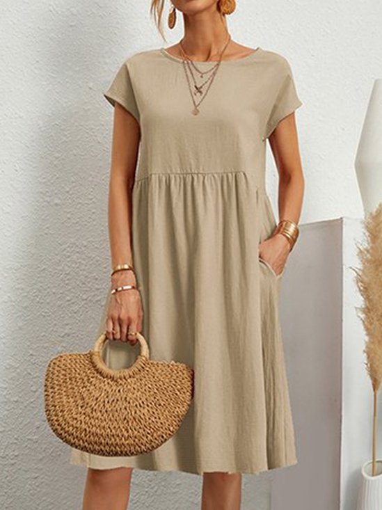 Casual Plain Short Sleeve Women Dress