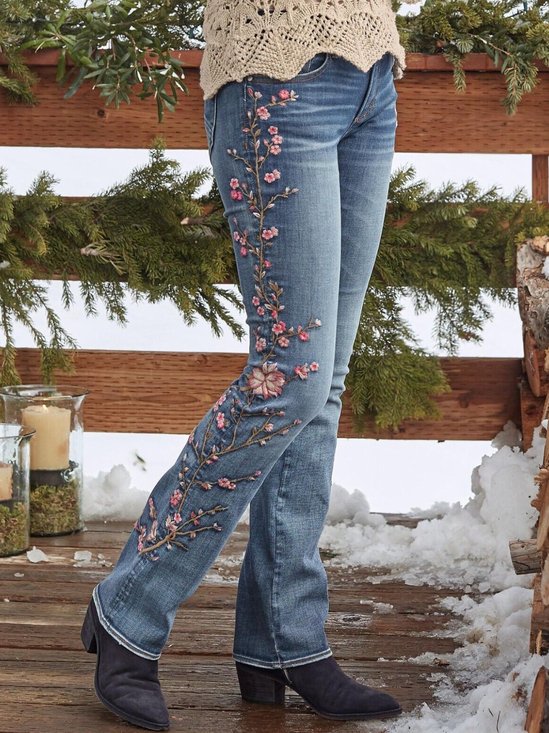 Casual Plus Size Denim Pants