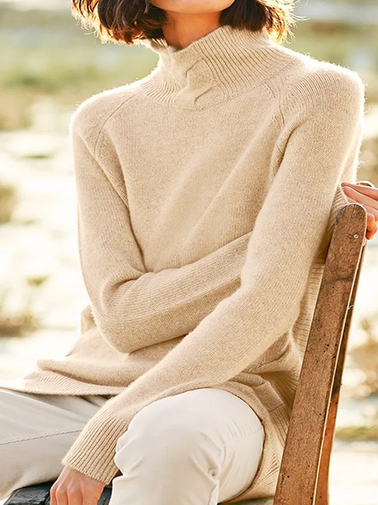 Long Sleeve Turtleneck Knitted Basic Sweater