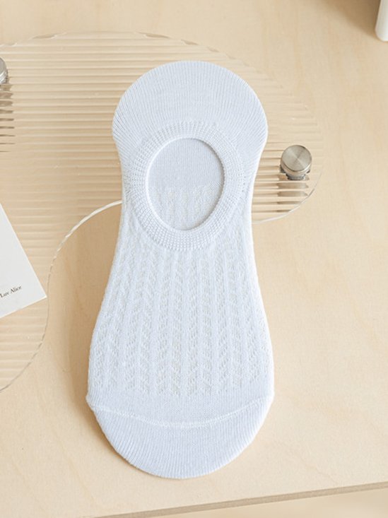 1pair Casual Breathable Hollow Out Plain Ankle Socks