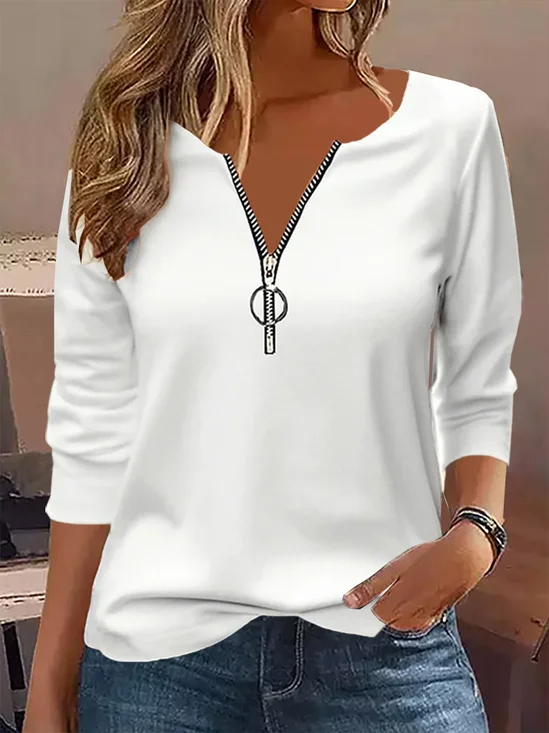 Women Plain Crew Neck Casual Long Sleeve T-shirt