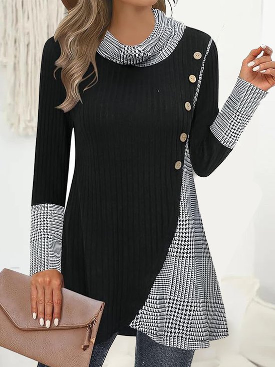 Casual Plaid Shawl Collar Shirt