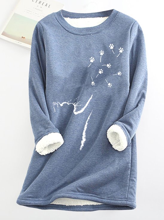 Fleece Loose Casual Knitted Sweatshirt