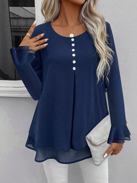 Crew Neck Loose Casual Shirt