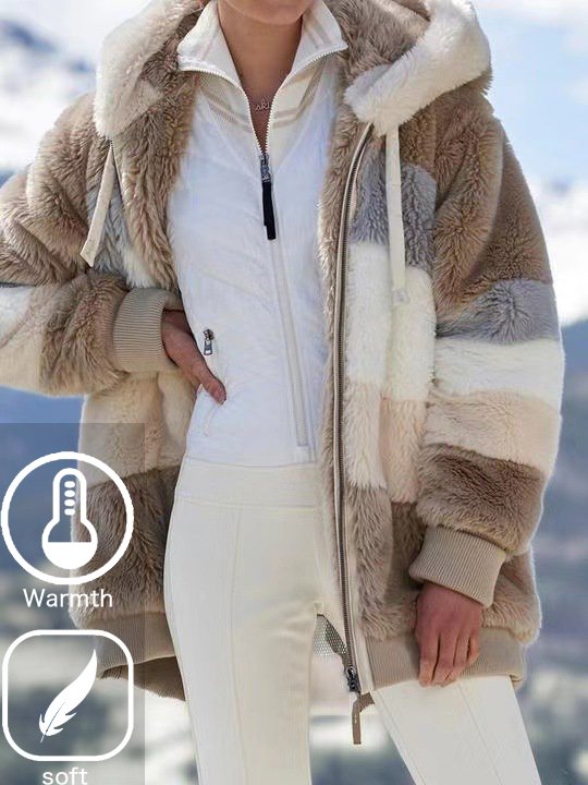 Casual Hoodie Ombre Teddy Jacket