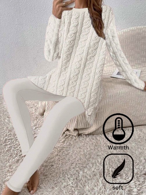 Fluff/Granular Fleece Fabric Casual Two-Piece Set