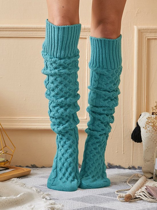 Argyle Knitted Household Over the Knee Socks