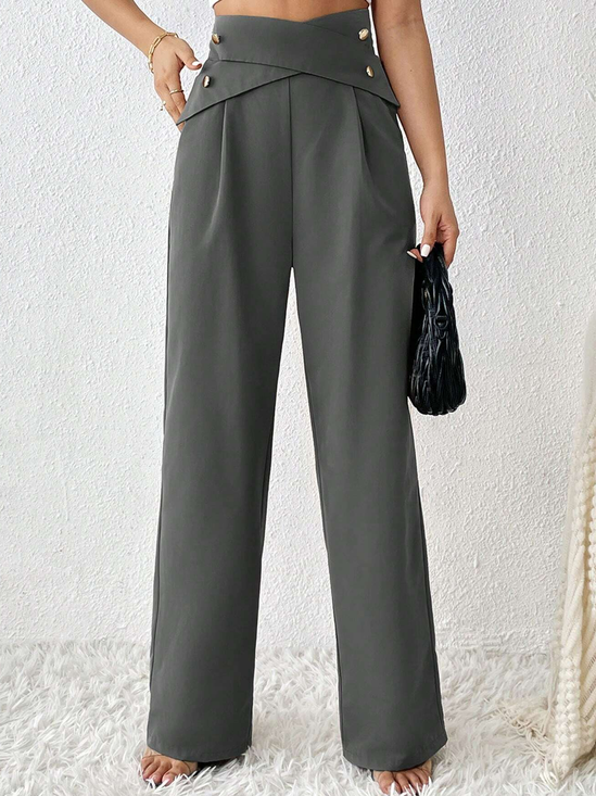 Plain Loose Buttoned Simple Pants