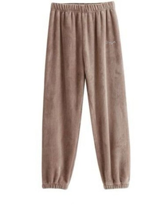 Womens Winter Coral Velvet Casual Plain Pants