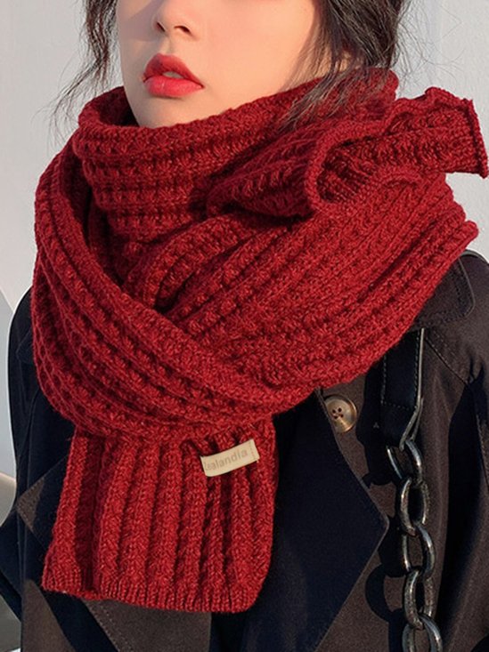 Women Minimalist Twist Knitted Warmth Plain Scarf