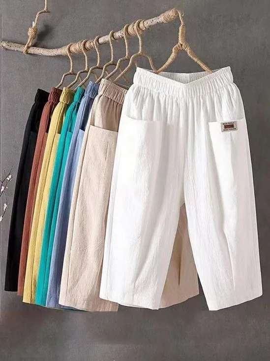 Plain Tight Pocket Stitching Casual Pants